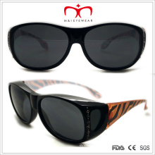 Plastic Ladies Suncover Sunglasses with Rhinestone (WSP508313)